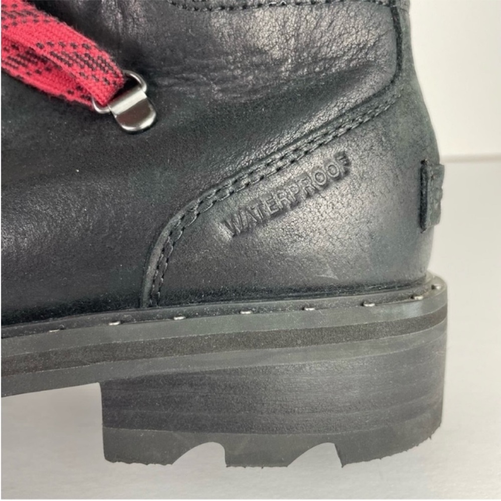 Sorel Lennox Hiker Black Waterproof Leather Bikercore Moto Ankle Boot - Picture 9 of 12